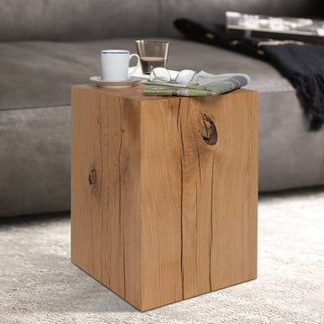Farmhouse Wood Side Table Square End Table Pine Wood in Natural-Richsoul-End & Side Tables,Furniture,Living Room Furniture